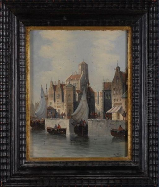 Two Views Of Antwerp Oil Painting by Karl Kaufmann