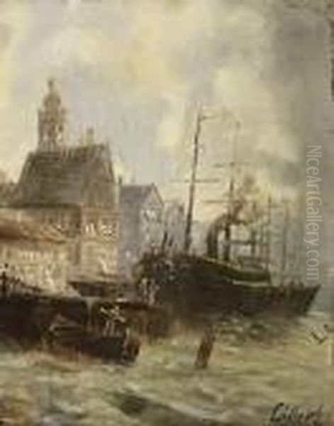 Schiffe Im Hafen Oil Painting by Karl Kaufmann