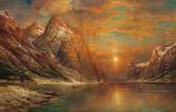 Sonnenuntergang Im Fjord Oil Painting by Karl Kaufmann