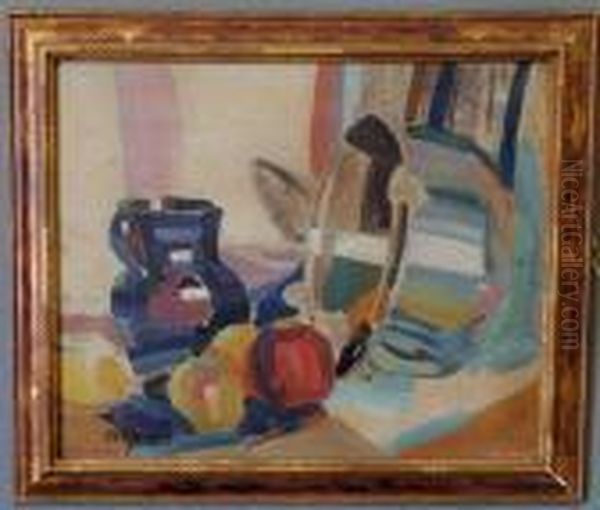 Modernist Still Life Oil Painting by Karl Kaufmann