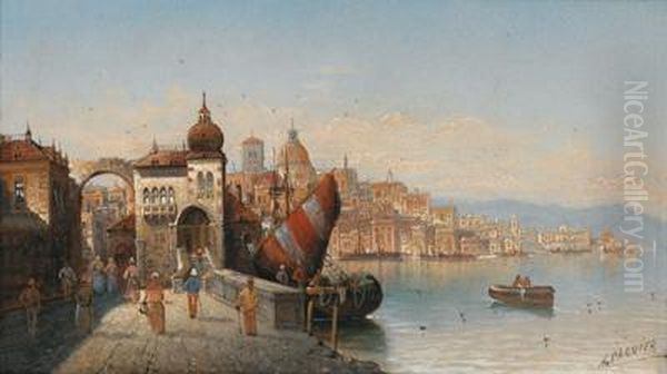 Naples Scene Oil Painting by Karl Kaufmann