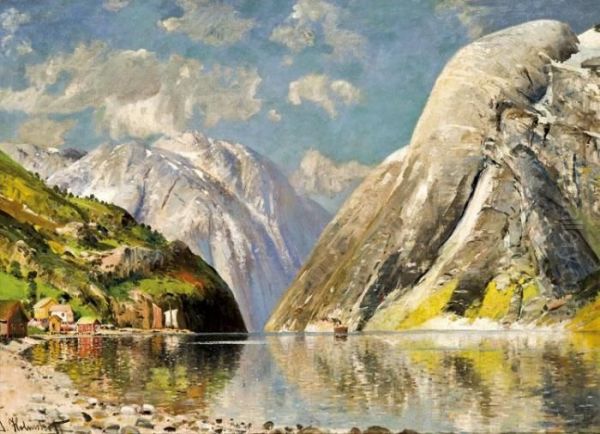 Fjord Oil Painting by Karl Kaufmann