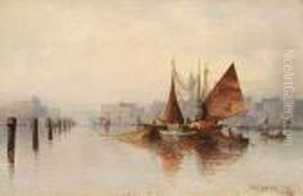 Sudlicher Hafen Von Venedig Oil Painting by Karl Kaufmann