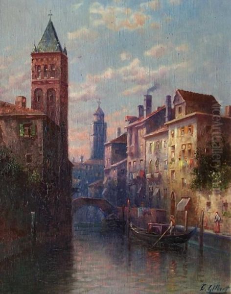 Kanal In Venedig Mit Gondoliere Oil Painting by Karl Kaufmann