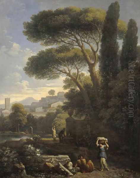 Landscape with a Fountain Oil Painting by Jan Frans Van Bloemen (Orizzonte)