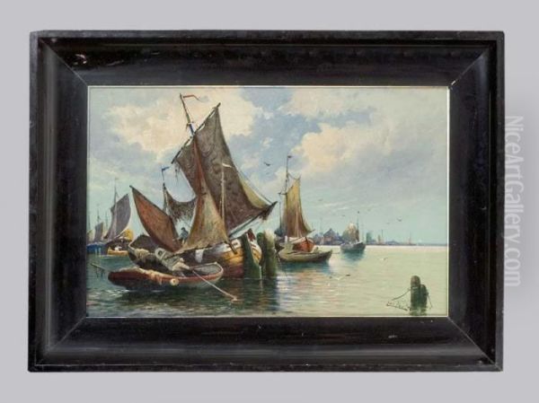 Fischerboote Oil Painting by Karl Kaufmann