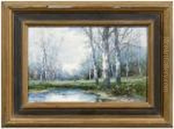 Figure In A Woodland Landscape Oil Painting by Karl Kaufmann