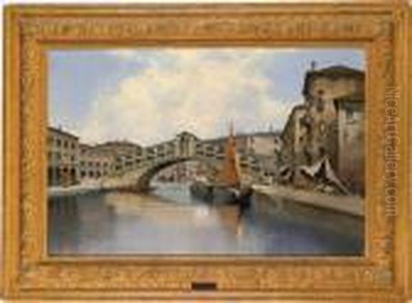 Veduta Del Ponte Di Rialto Oil Painting by Karl Kaufmann