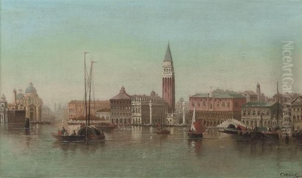 Vessels Before The Molo, Venice Oil Painting by Karl Kaufmann