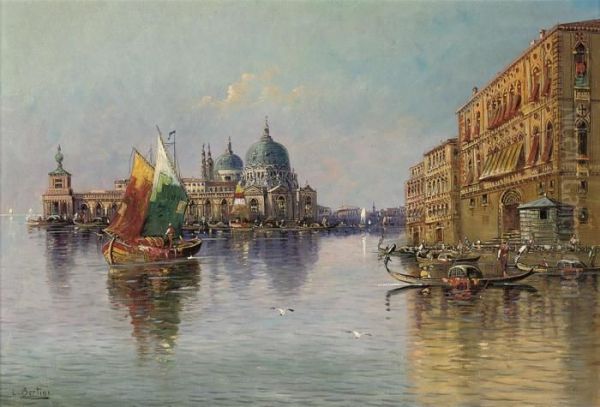 Gondolas And Trading Vessels At The Entrance Of The Grandcanal Oil Painting by Karl Kaufmann