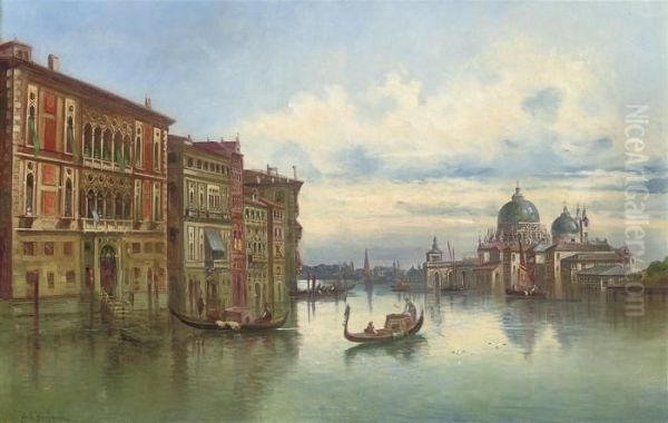 On The Grand Canal Before Santa Maria Della Salute, Venice Oil Painting by Karl Kaufmann