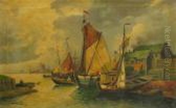 Boats At The Quay Oil Painting by Karl Kaufmann