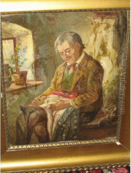 Gentleman Seated Beside A Window Oil Painting by Karl Kaufmann