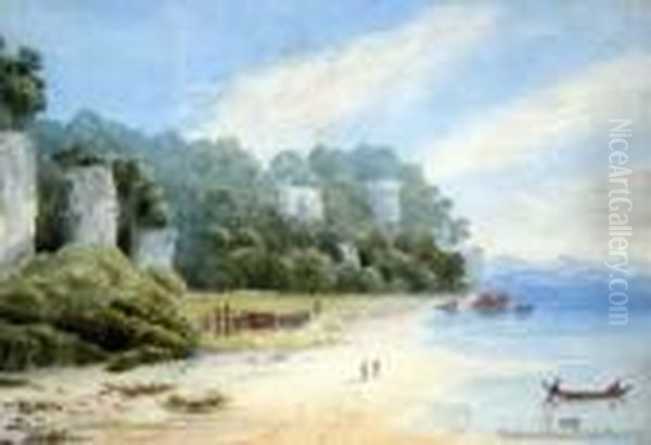 Limestone Cliffs, Pokerua Bay, Motupipi Oil Painting by Karl Kaufmann