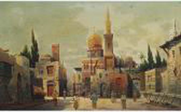 Street Scene In Cairo Oil Painting by Karl Kaufmann