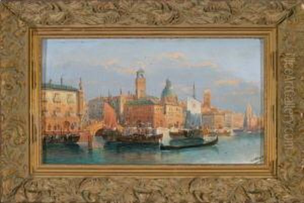 Gondeln Vor Venedig Mirreicher Personenstaffage Oil Painting by Karl Kaufmann