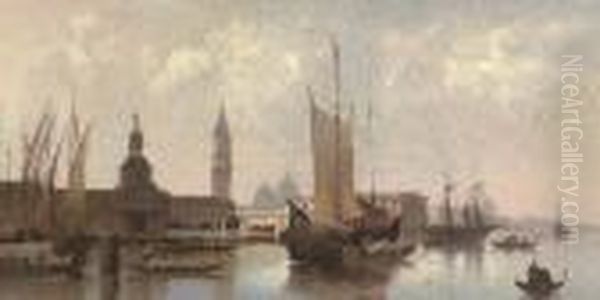 Vessels At The Dogana, Venice Oil Painting by Karl Kaufmann