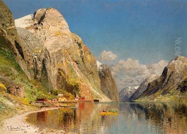 Sonnige Fjordlandschaft Oil Painting by Karl Kaufmann