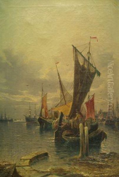 Harbor Scene Oil Painting by Karl Kaufmann