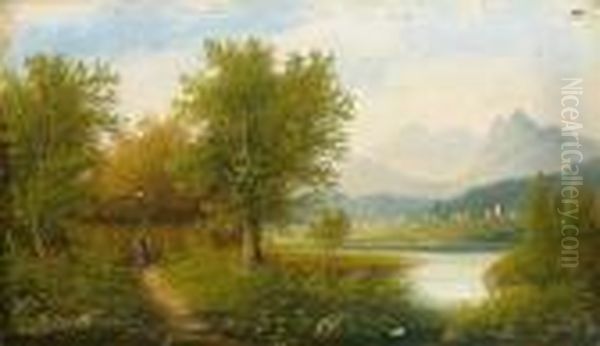 Partie Bei Bozen Tirol Oil Painting by Karl Kaufmann