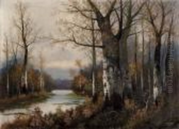 Herbstliche Landschaftsidylle Oil Painting by Karl Kaufmann