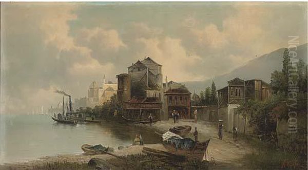 A Town On The Bosphorous Oil Painting by Karl Kaufmann