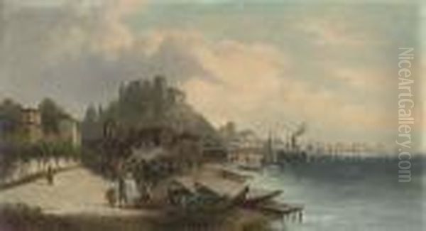 A Market Town On The Golden Horn Oil Painting by Karl Kaufmann