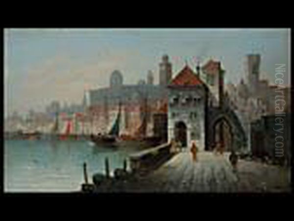 Sudlandische Hafenstadt Oil Painting by Karl Kaufmann