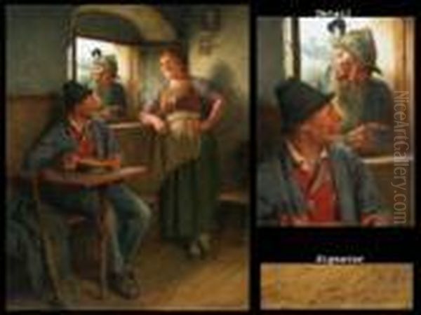 Gesprach Am Fenster Oil Painting by Karl Kaufmann