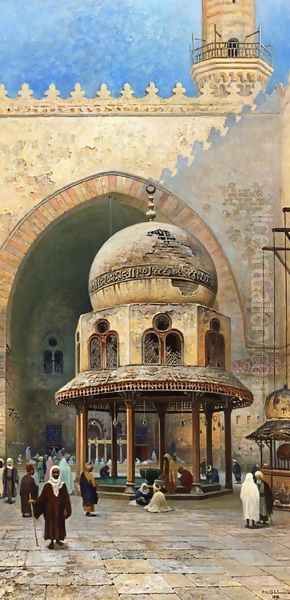 Outside the Mosque Oil Painting by Frans Wilhelm Odelmark