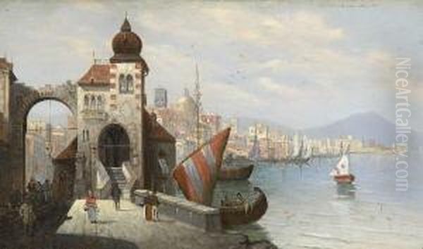 Stadt Am Meer. Oil Painting by Karl Kaufmann