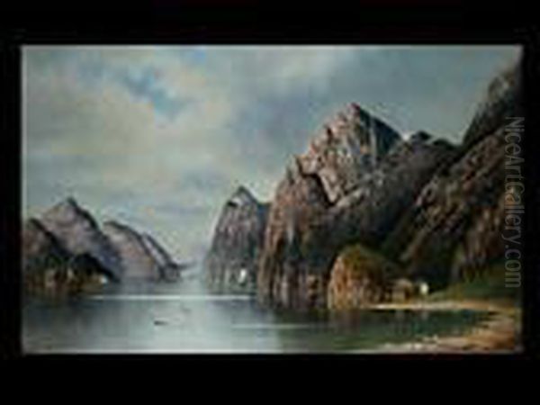 Fjordlandschaft Mit Dampfer Oil Painting by Karl Kaufmann