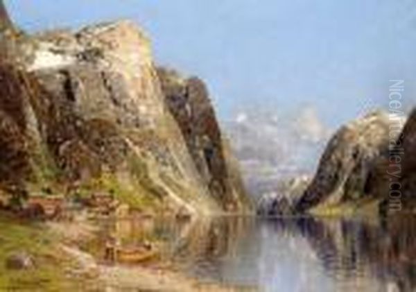 Fjord Oil Painting by Karl Kaufmann