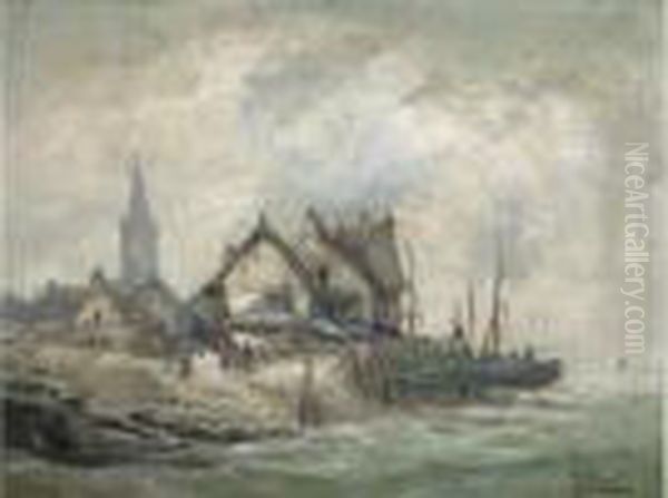 Vue De Port Oil Painting by Karl Kaufmann