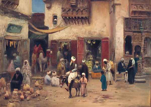 In The Souk, Cairo Oil Painting by Frans Wilhelm Odelmark