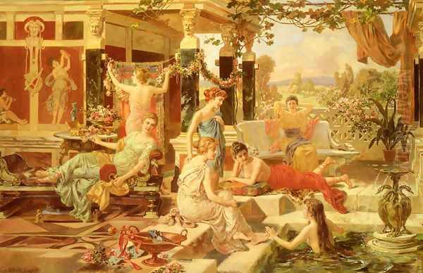 The Roman Bath Oil Painting by Emmanuel Oberhausen