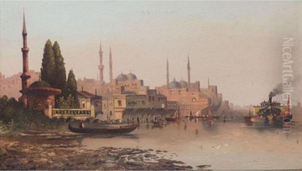 A Middle Eastern Scene Oil Painting by Karl Kaufmann