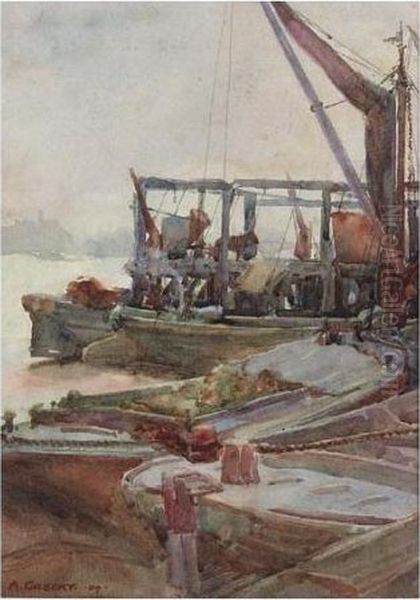 Boats At Harbour Oil Painting by Karl Kaufmann