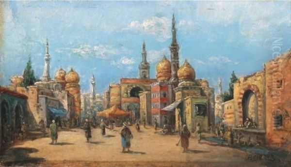 Eastern Town Oil Painting by Karl Kaufmann