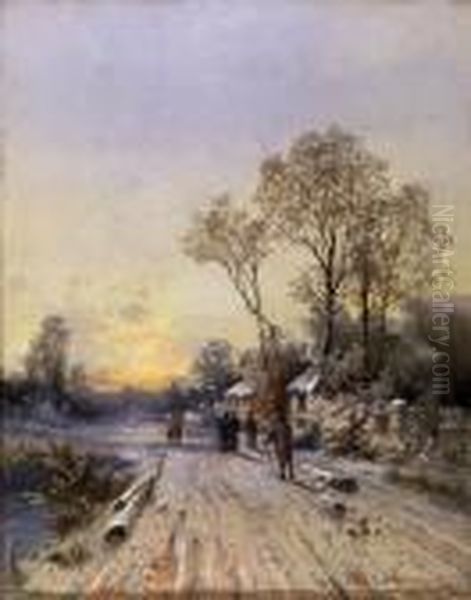 Winter Landscape Oil Painting by Karl Kaufmann