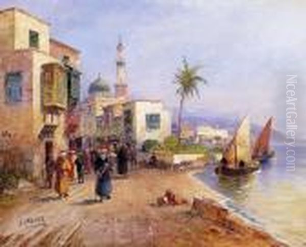 Oriental Town Oil Painting by Karl Kaufmann