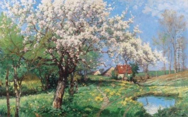 Spring Landscape Oil Painting by Karl Kaufmann