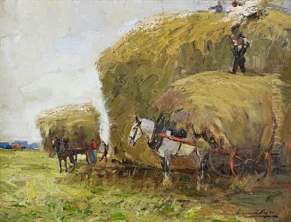 Harvest Time Oil Painting by Archibald Kay