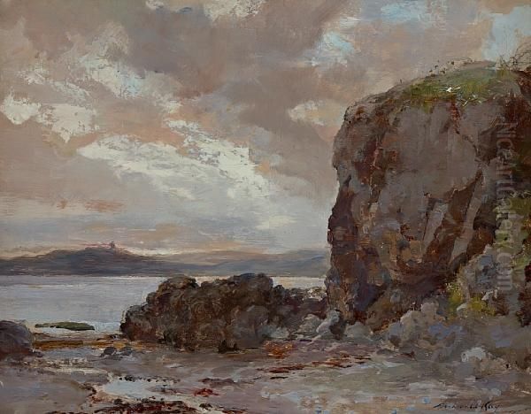 Rocky Coast Oil Painting by Archibald Kay