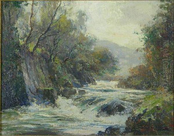 Rapids Oil Painting by Archibald Kay