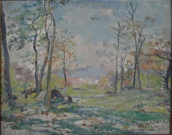 Forest Camp Oil Painting by Archibald Kay