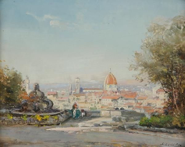 Florence From Palazzo Michelangelo Oil Painting by Archibald Kay