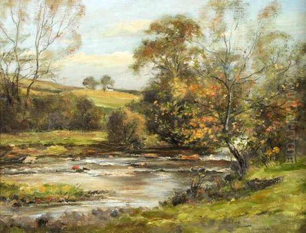 Scottish River Landscape Oil Painting by Archibald Kay