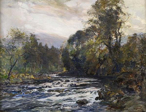 River Landscape Oil Painting by Archibald Kay