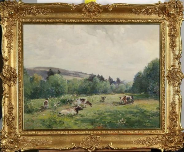 Tillskriven, Landskap Med Boskap, Signerad Archibald Kay Oil Painting by Archibald Kay